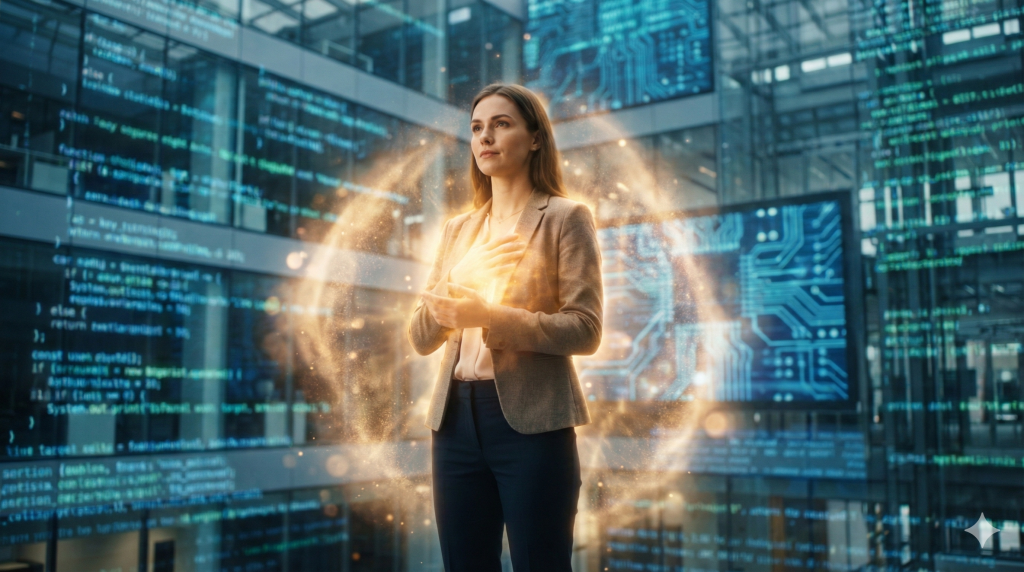 Mujer en el centro de la imagen