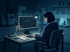 Investigadora recibiendo un correo electrónico