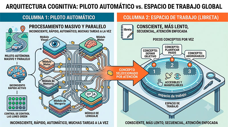 Diagrama de los espacios de procesamiento de la IA